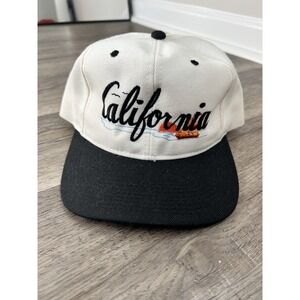 Vintage Covee California Snapback Hat White Black Wool Blend Script‎ Sunset Cap